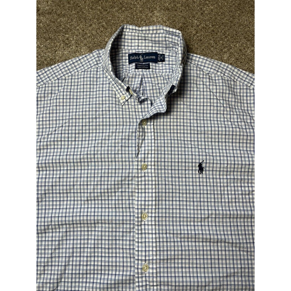 Polo Ralph Lauren Men's Button Up Shirt Yarmouth 16 32/33 Blue Plaid Long Sleeve - Picture 2 of 6